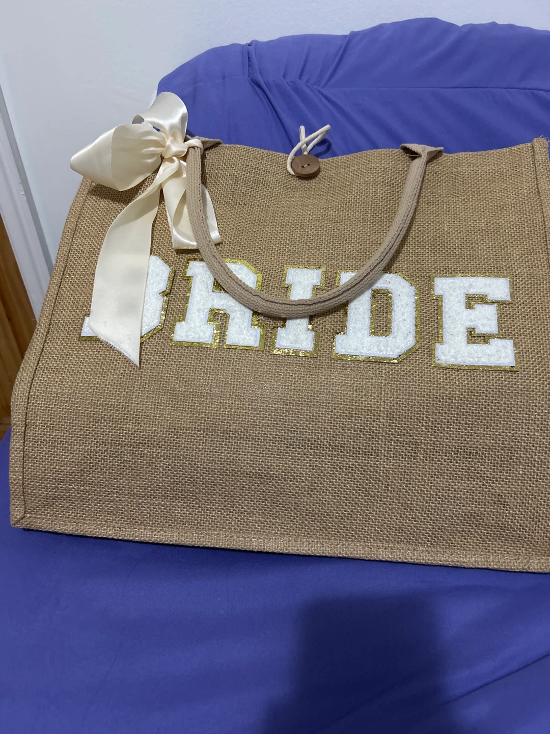 "Bride" Jute Tote Bag