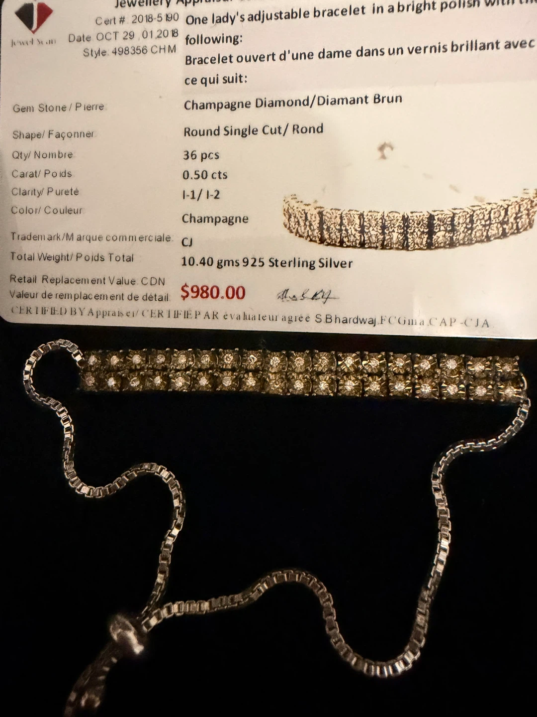 Sterling silver 925 Champagne Diamond Bracelet - photo 2