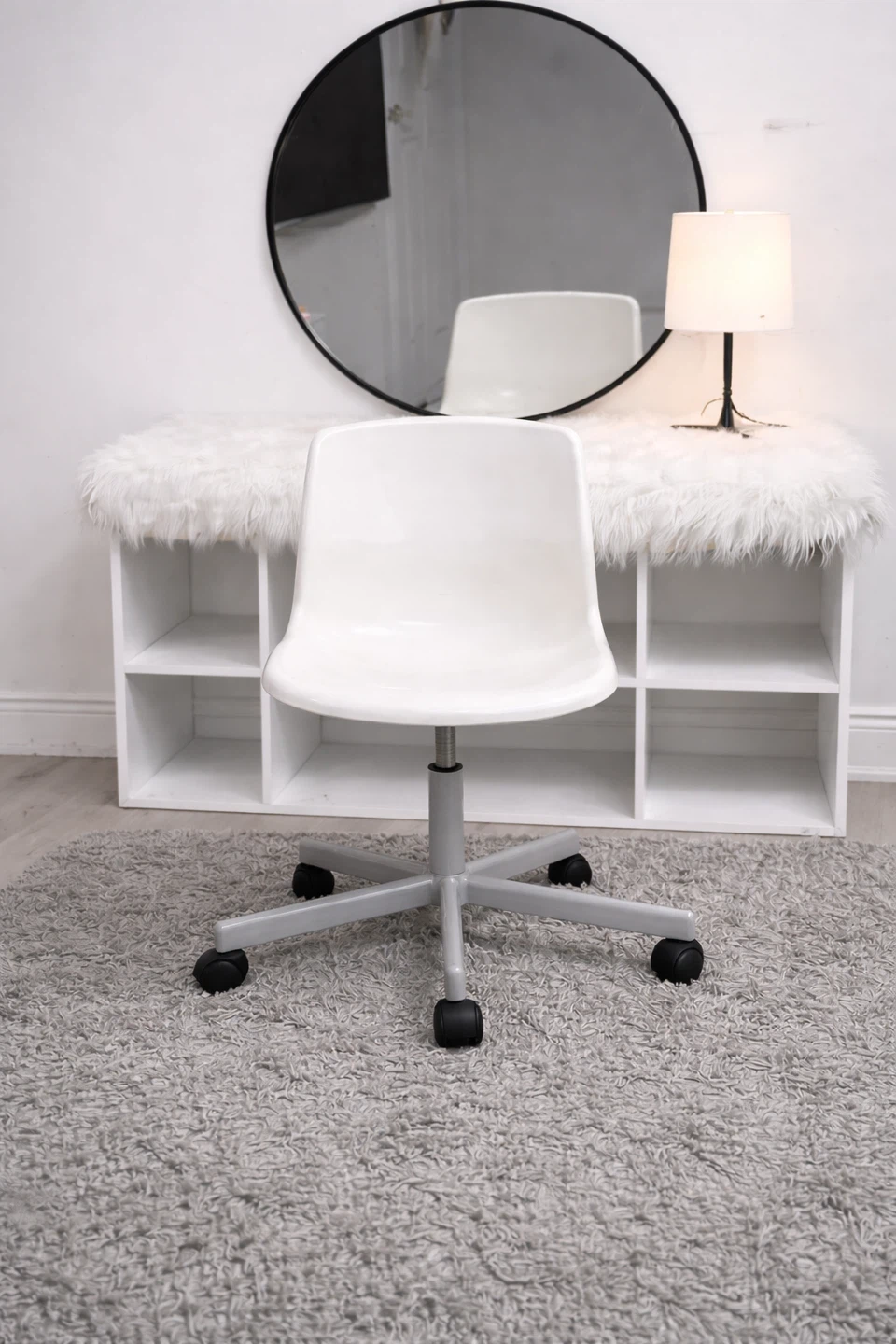 Vanity Set with Mirror, Storage & Swivel Chair