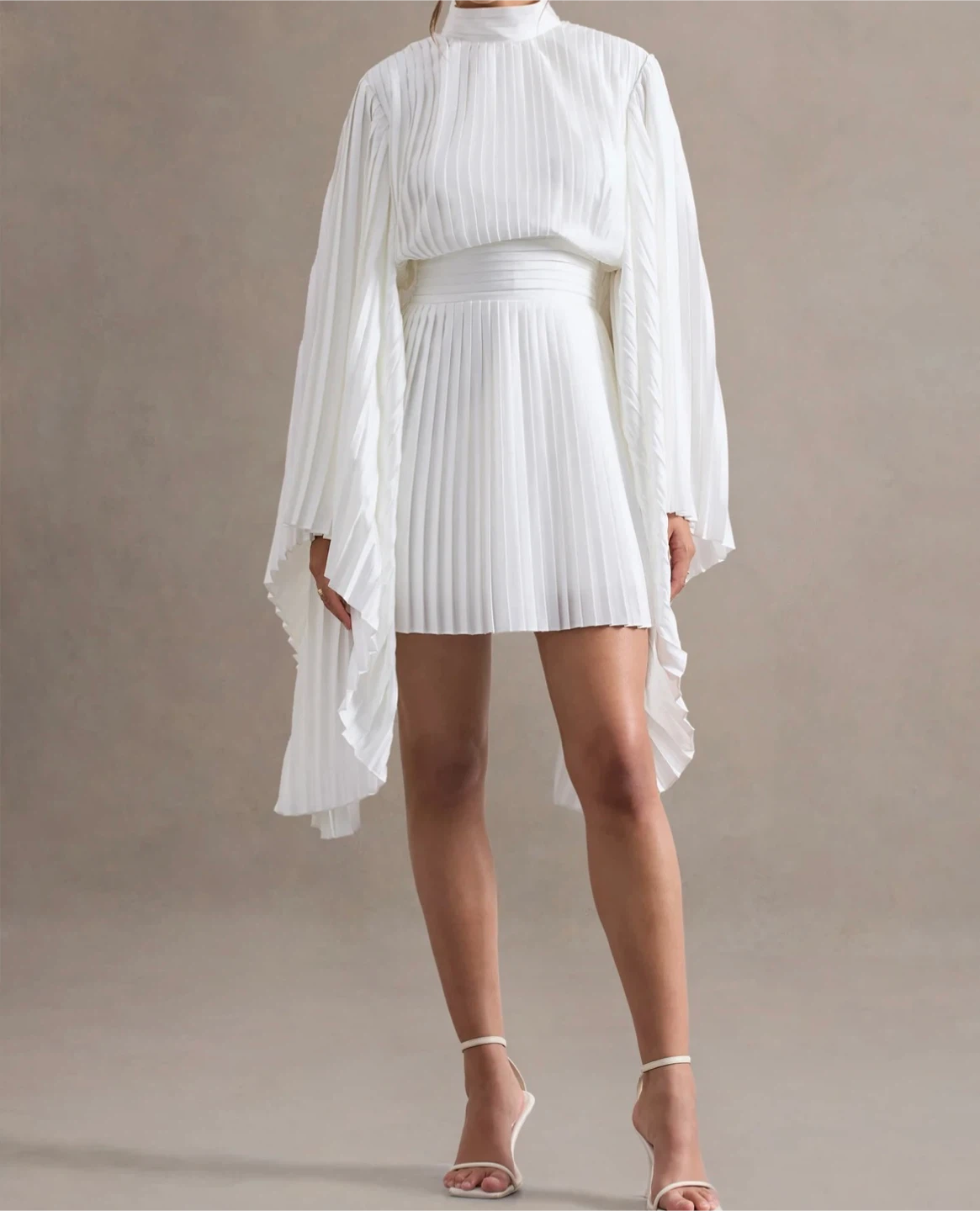 White Pleated Mini Dress