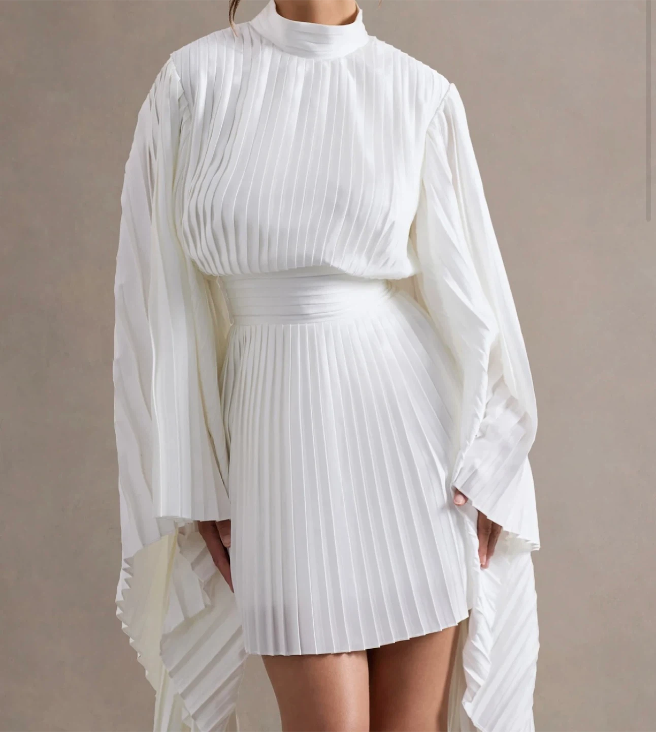 White Pleated Mini Dress - photo 3