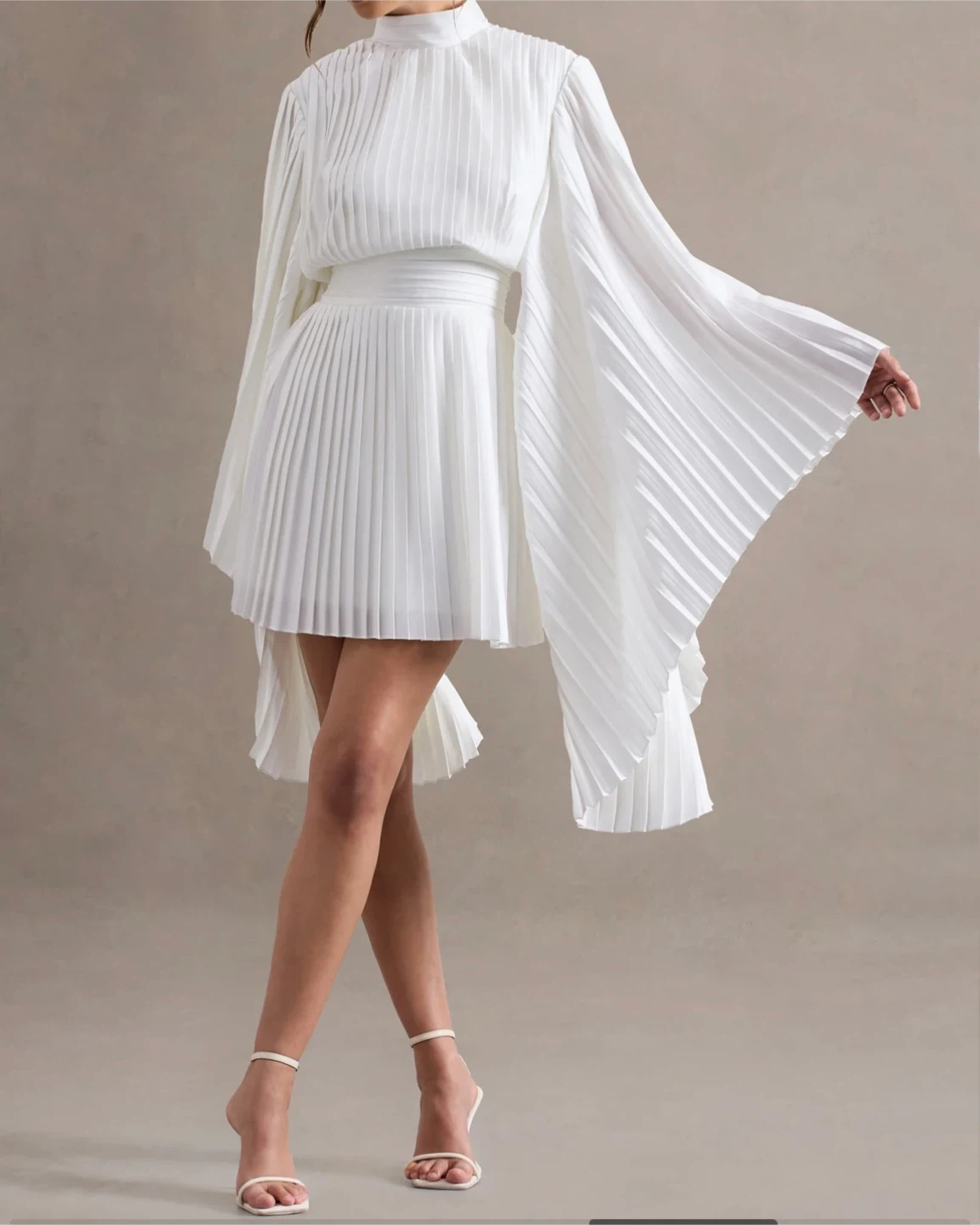 White Pleated Mini Dress - photo 4