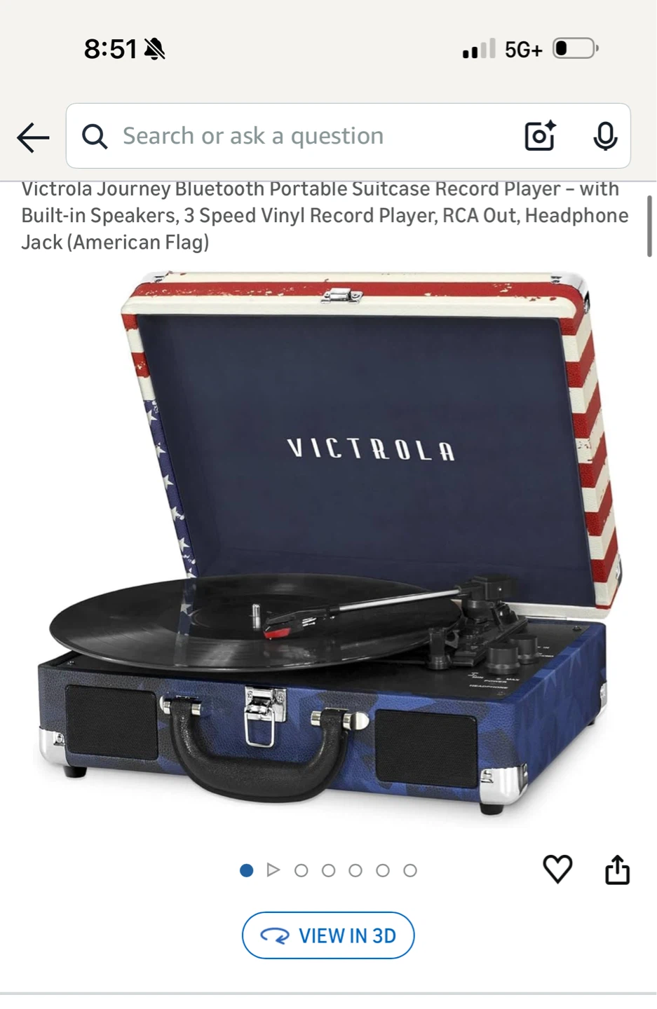 Suitcase Record Player - American Flag