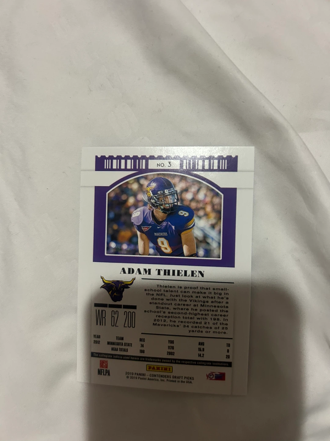 Adam Thielen Panini Contenders Football Card - photo 2
