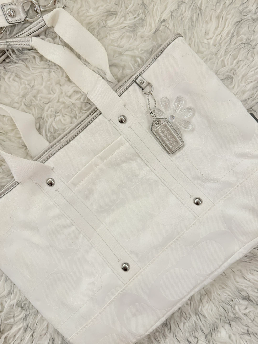 Coach ‘Kyra’ Daisy Nylon Signature Crossbody - White / Silver - photo 2