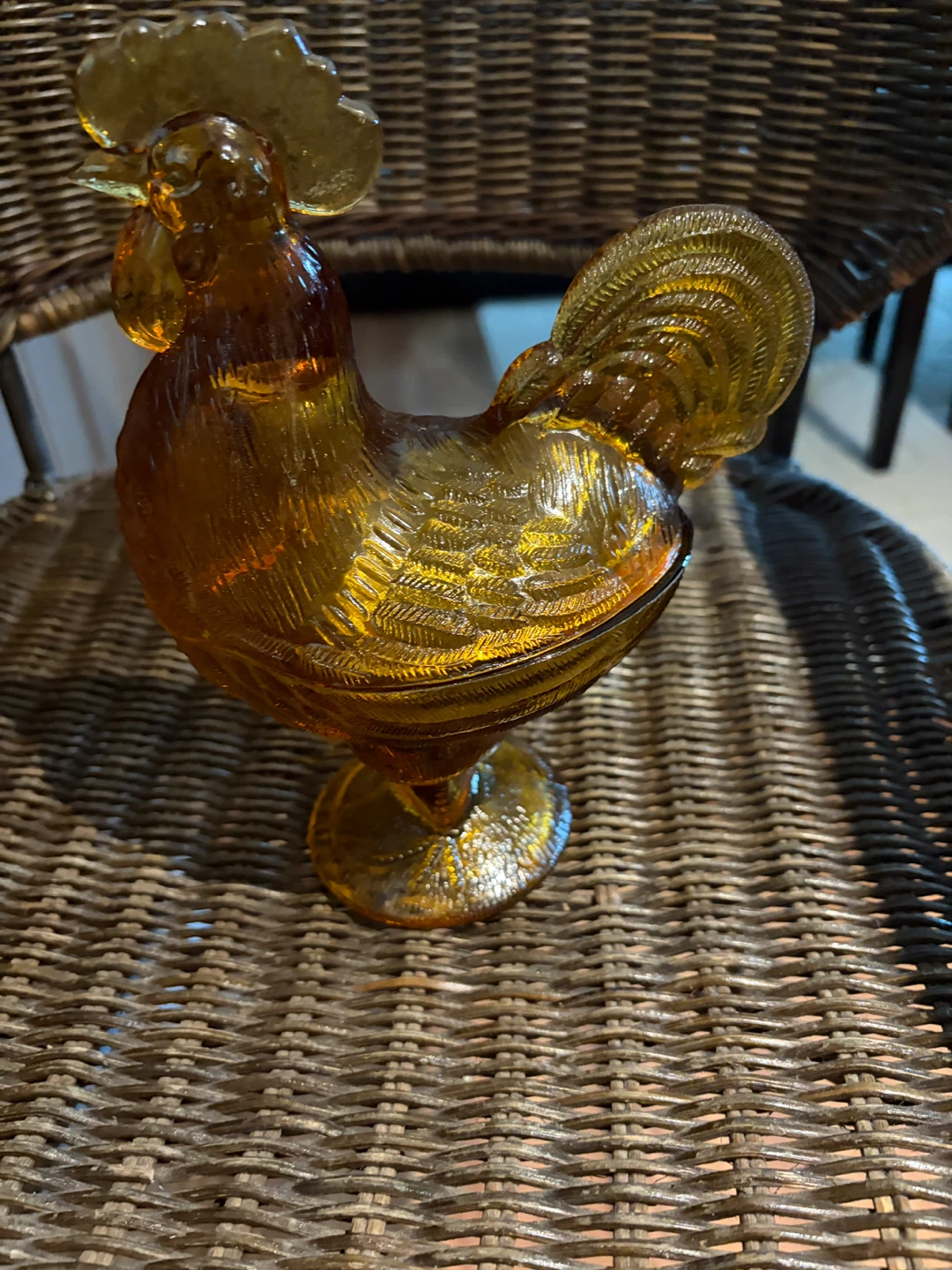 Skye McGhie Amber Glass Bowl & Chicken Dish