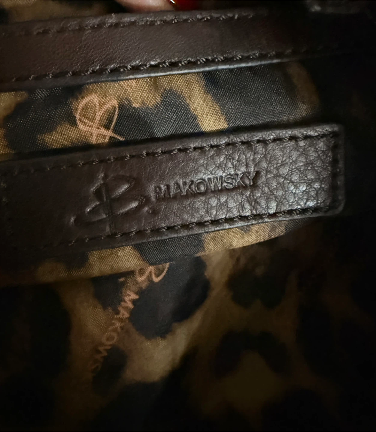 B. Makowsky Brown Leather & Leopard Print Purse🏆 - photo 4