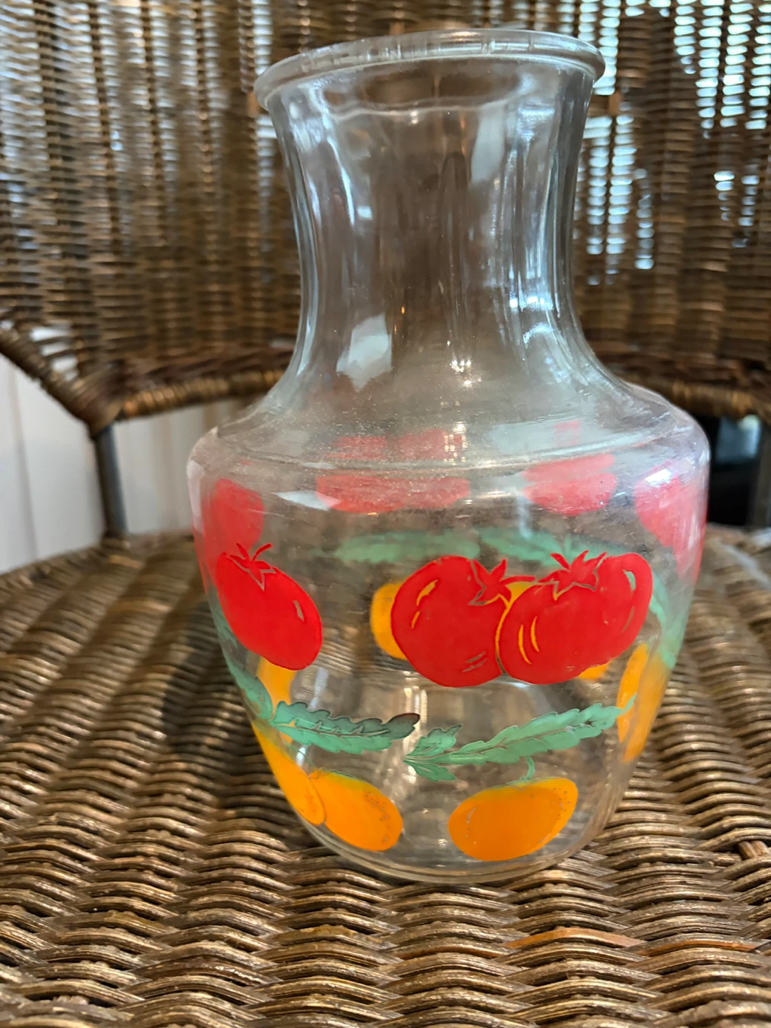 Tomato & Orange Decorated Glass Vase