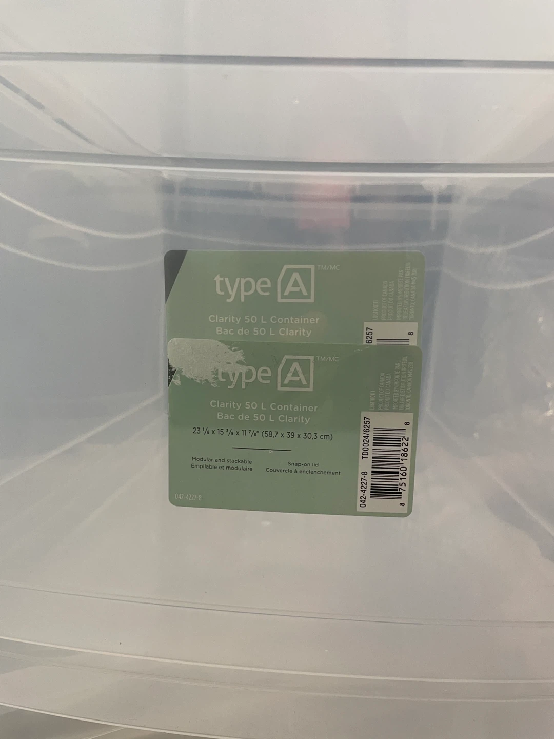Type A) 2 Clarity Transparent Storage Boxes with Lids (50-L)