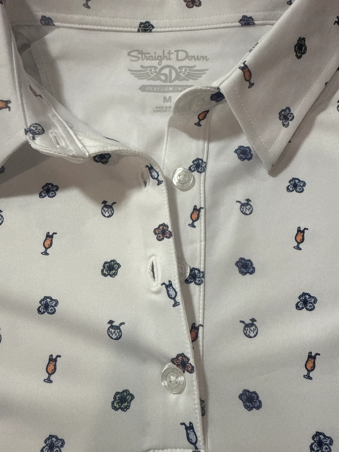 Straight Down White Print Golf Polo - M - photo 4