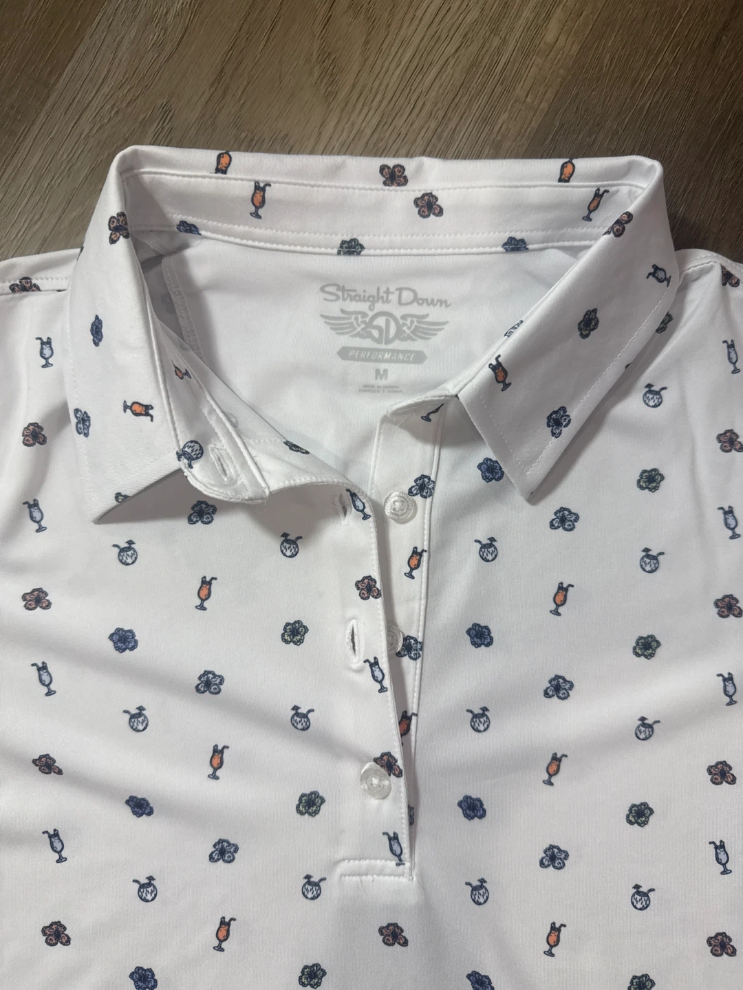 Straight Down White Print Golf Polo - M - photo 2