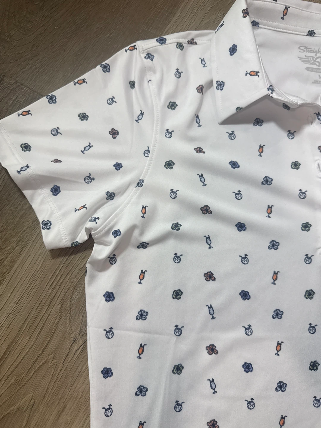 Straight Down White Print Golf Polo - M - photo 3
