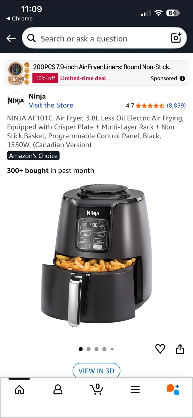 New Ninja AF101C Air Fryer - Dark Gray