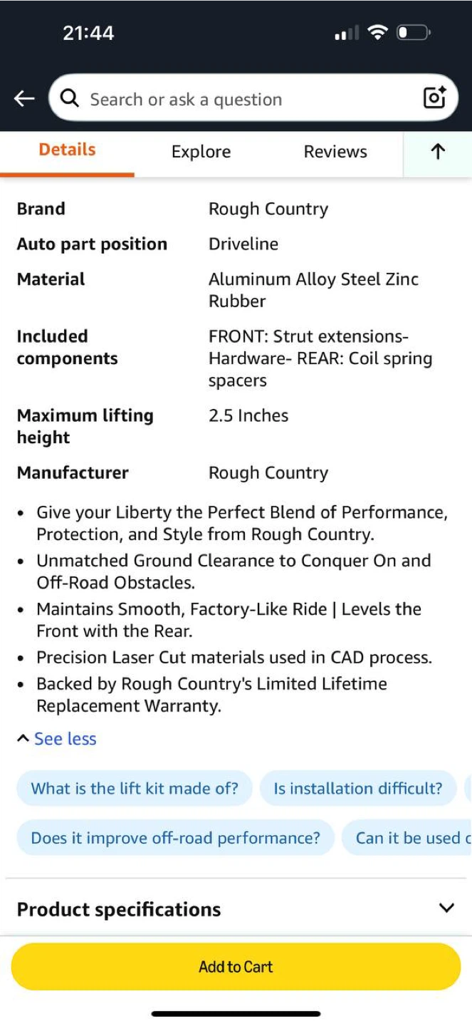 Rough Country 2.5” Lift Kit — Jeep Liberty KK (2008–2012) - photo 5