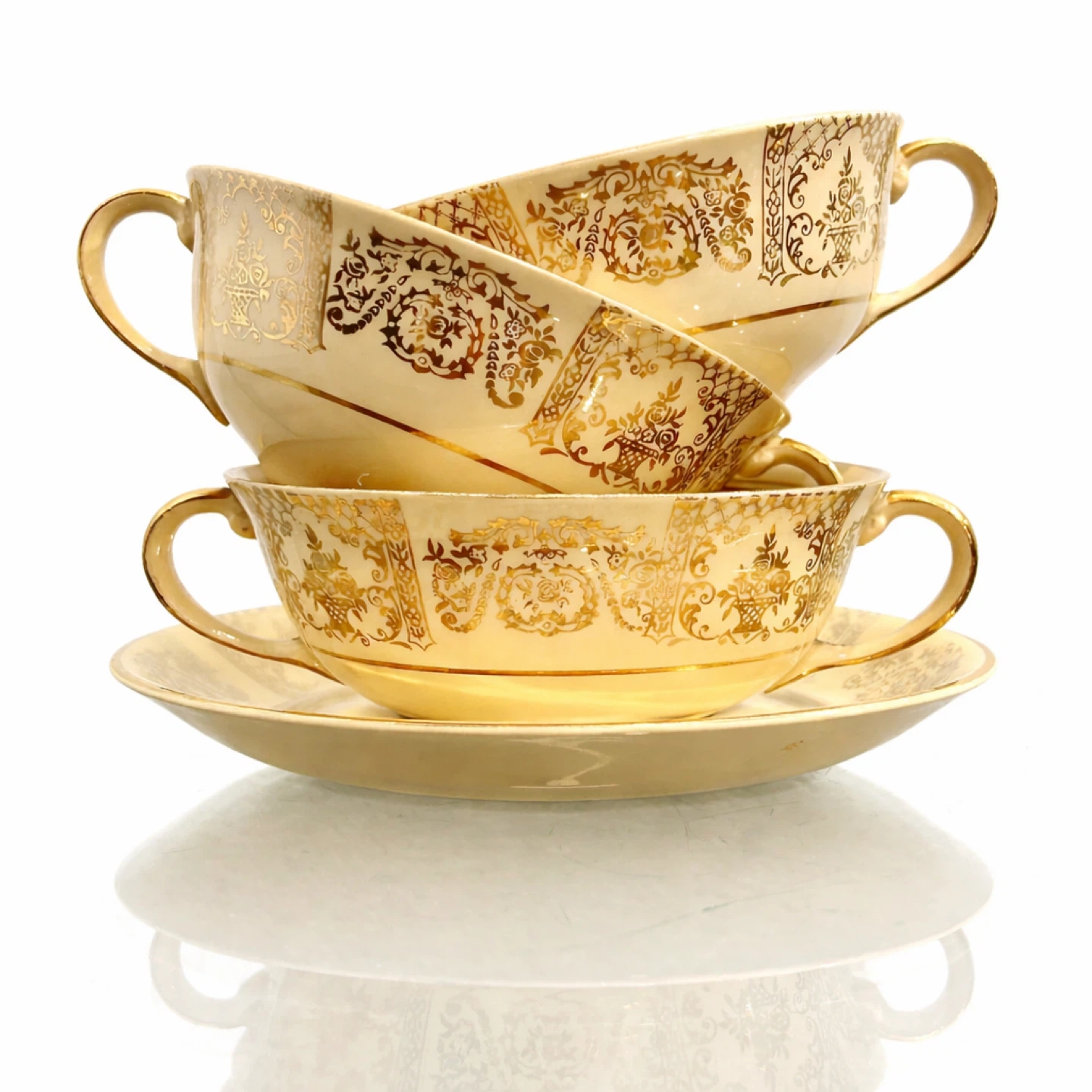 Antique  “Victory” Johnson Bros. Bone China Bouillon Cups