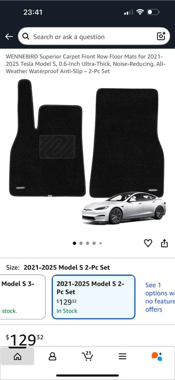 WENNEBIRD Premium Floor Mats for Tesla Model S 2021–2025 — NEW
