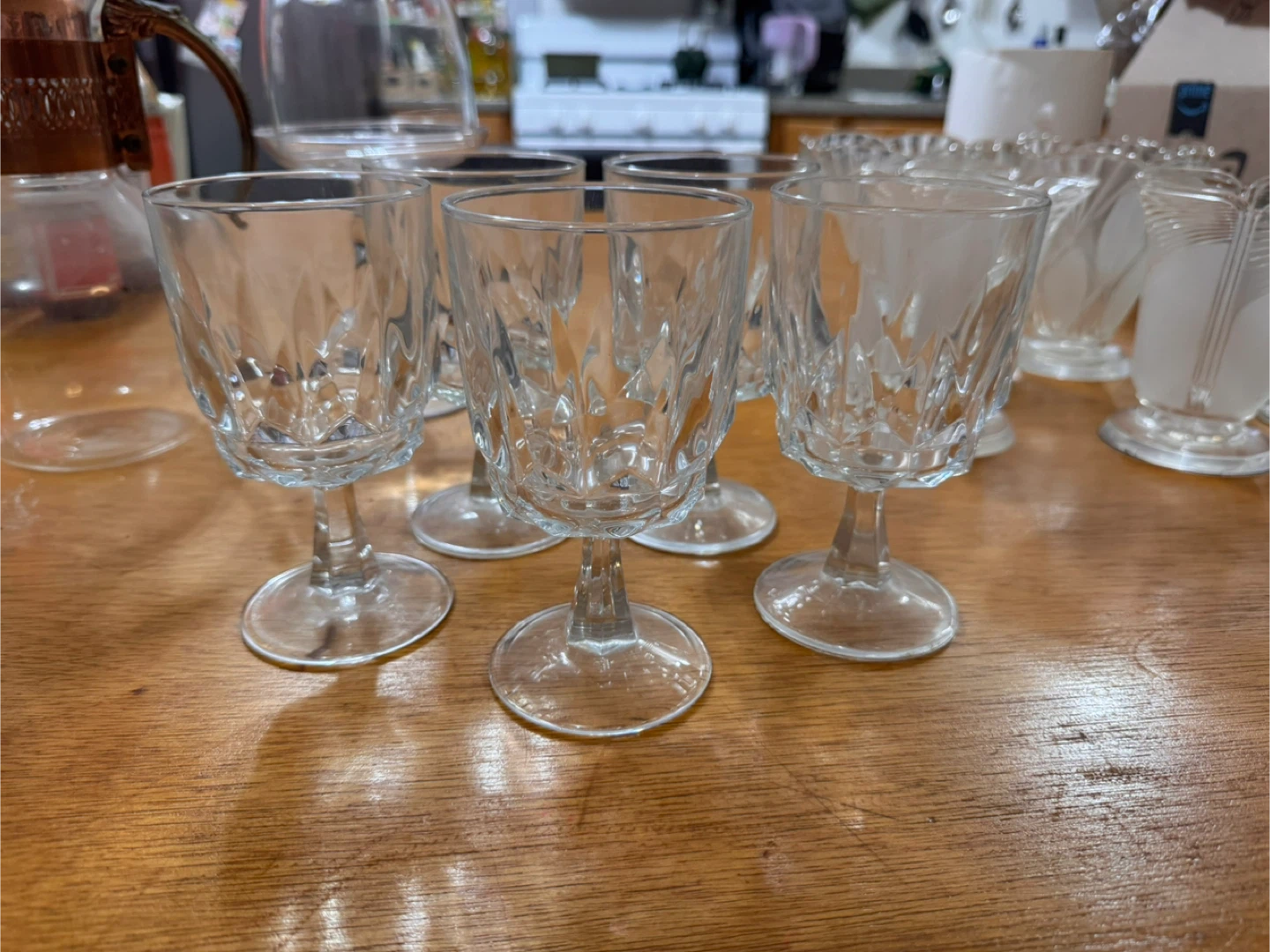 Valentines Sale! Set of 5 Clear Glass Wine Glasses 🥕