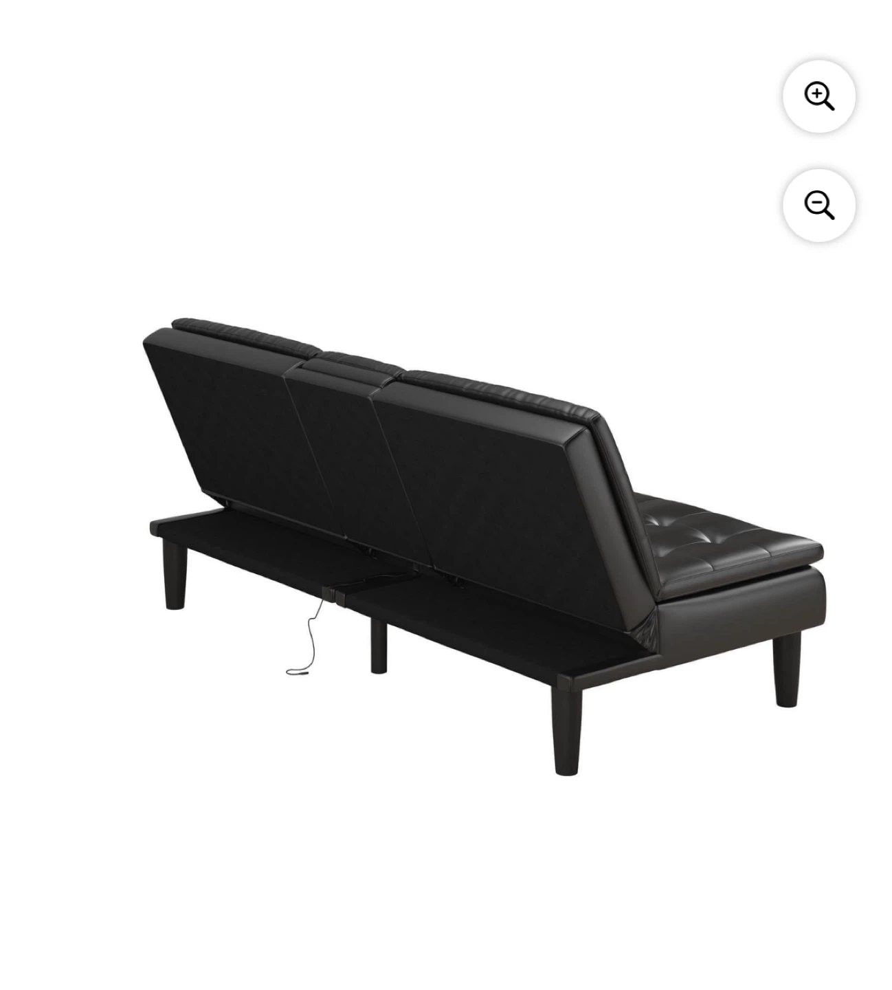 Black Faux Leather Futon Sofa Bed - photo 4