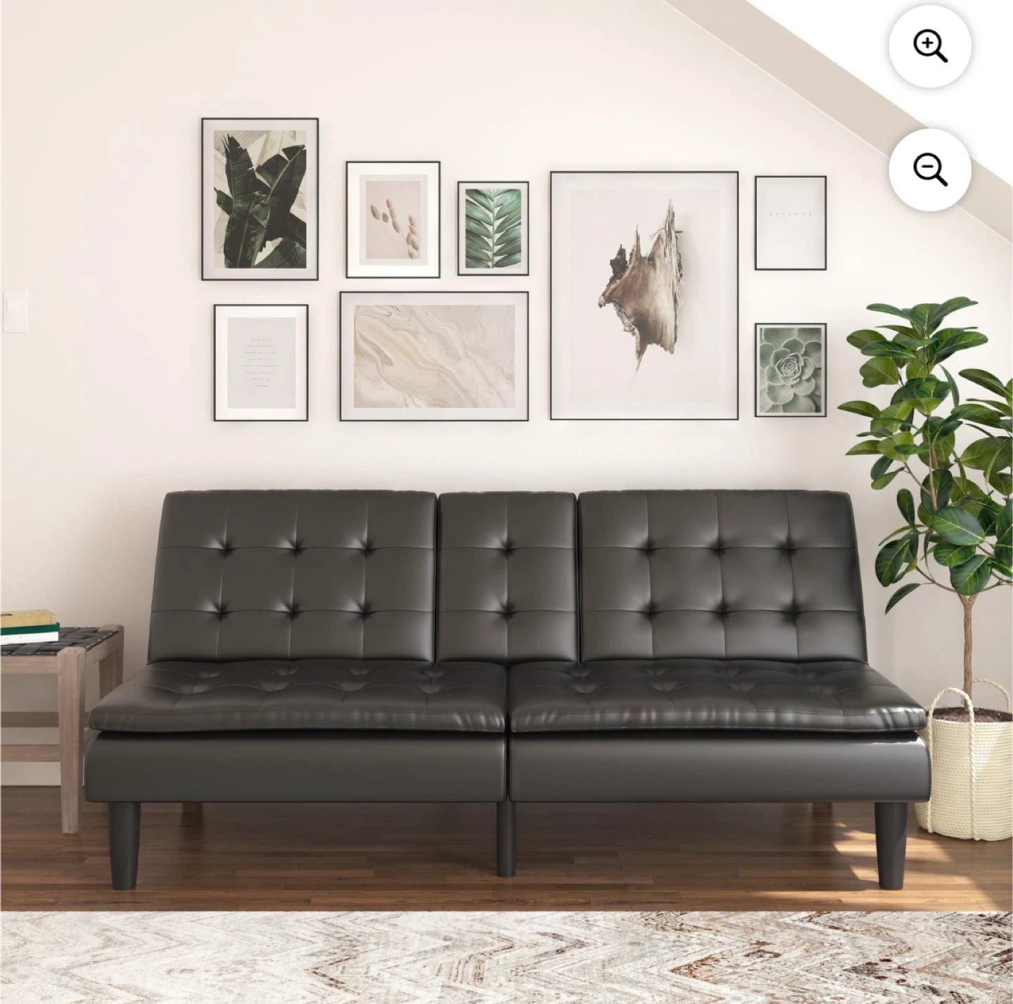 Black Faux Leather Futon Sofa Bed - photo 3
