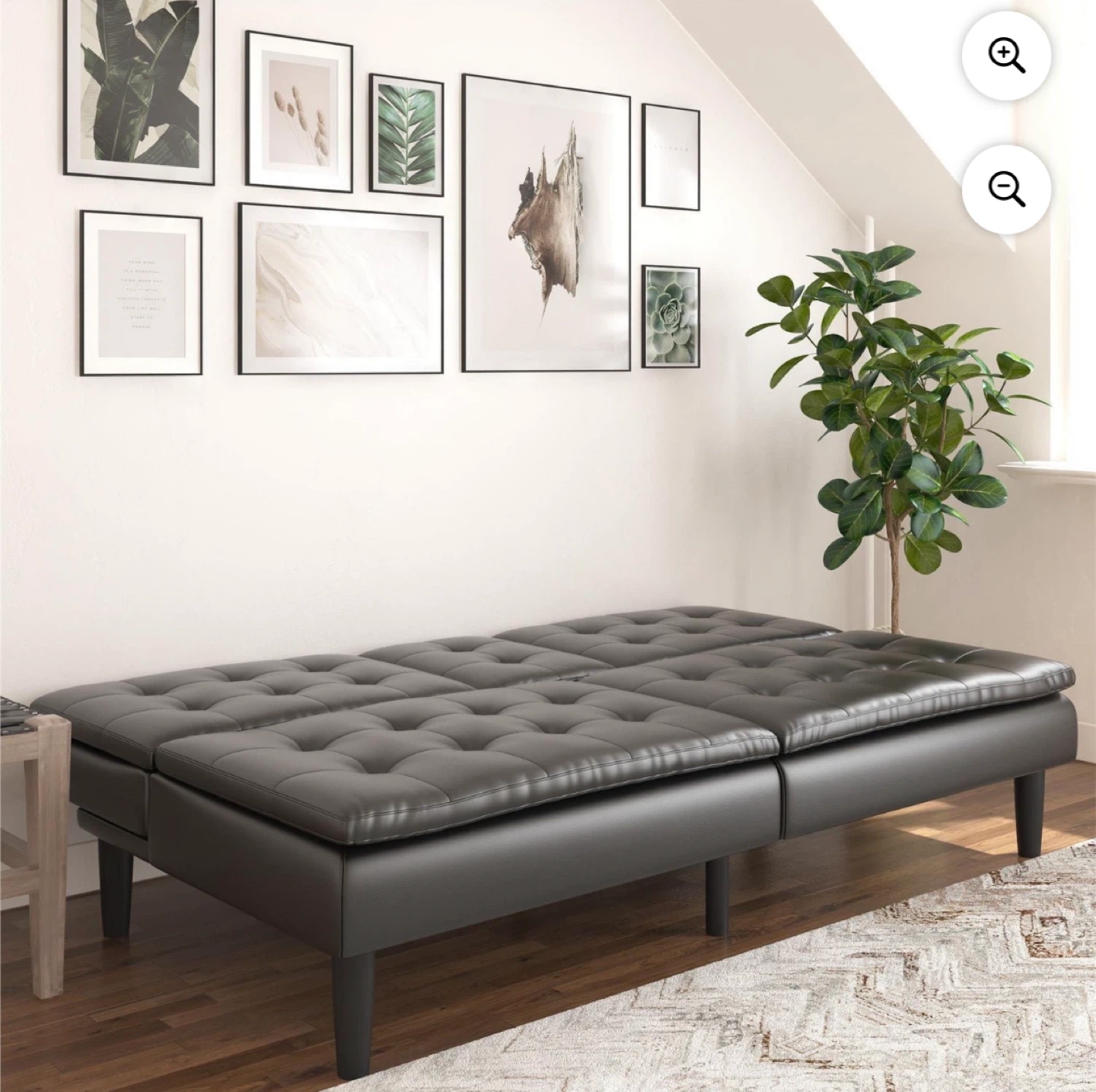 Black Faux Leather Futon Sofa Bed - photo 5