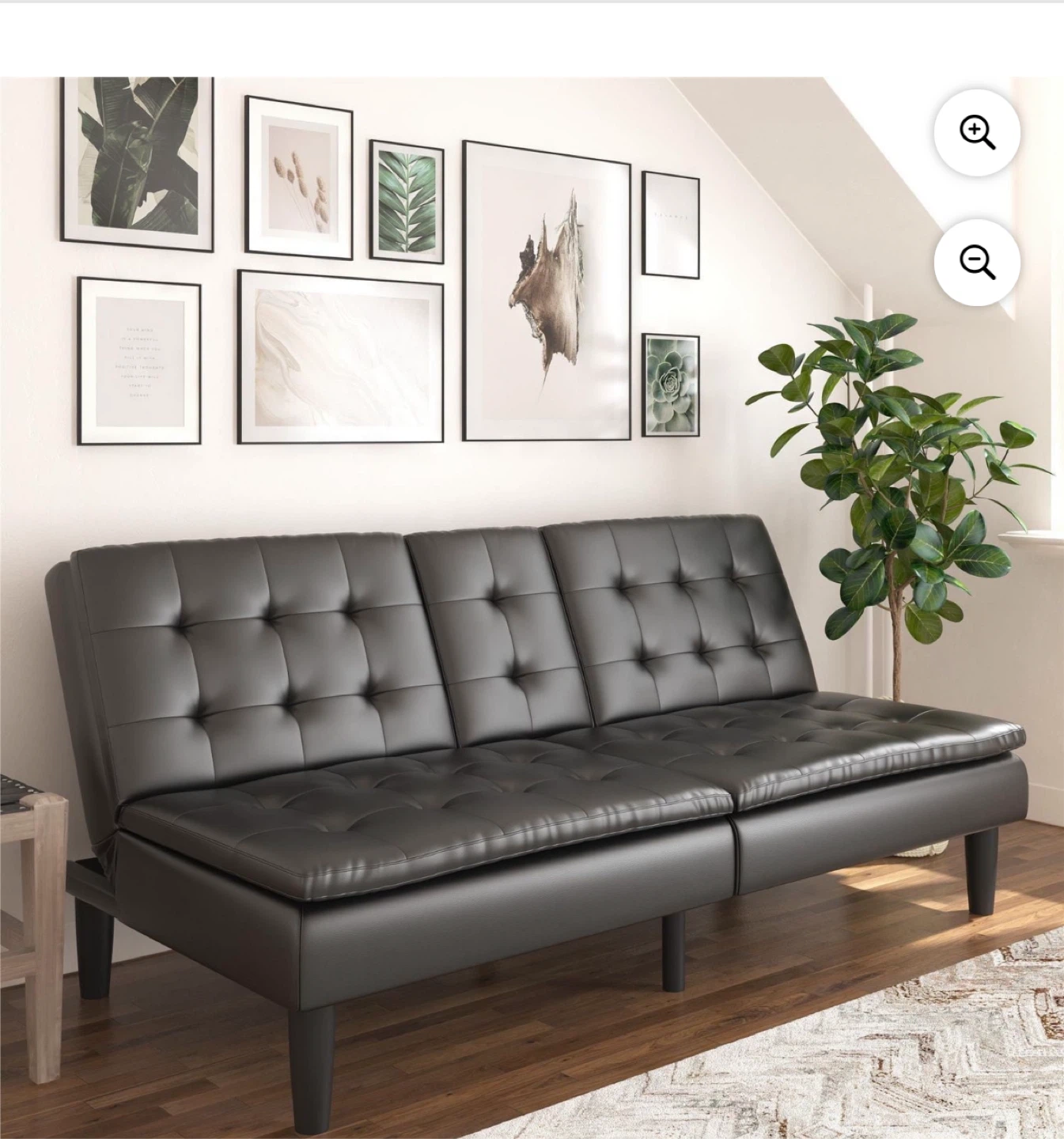 Black Faux Leather Futon Sofa Bed - photo 2