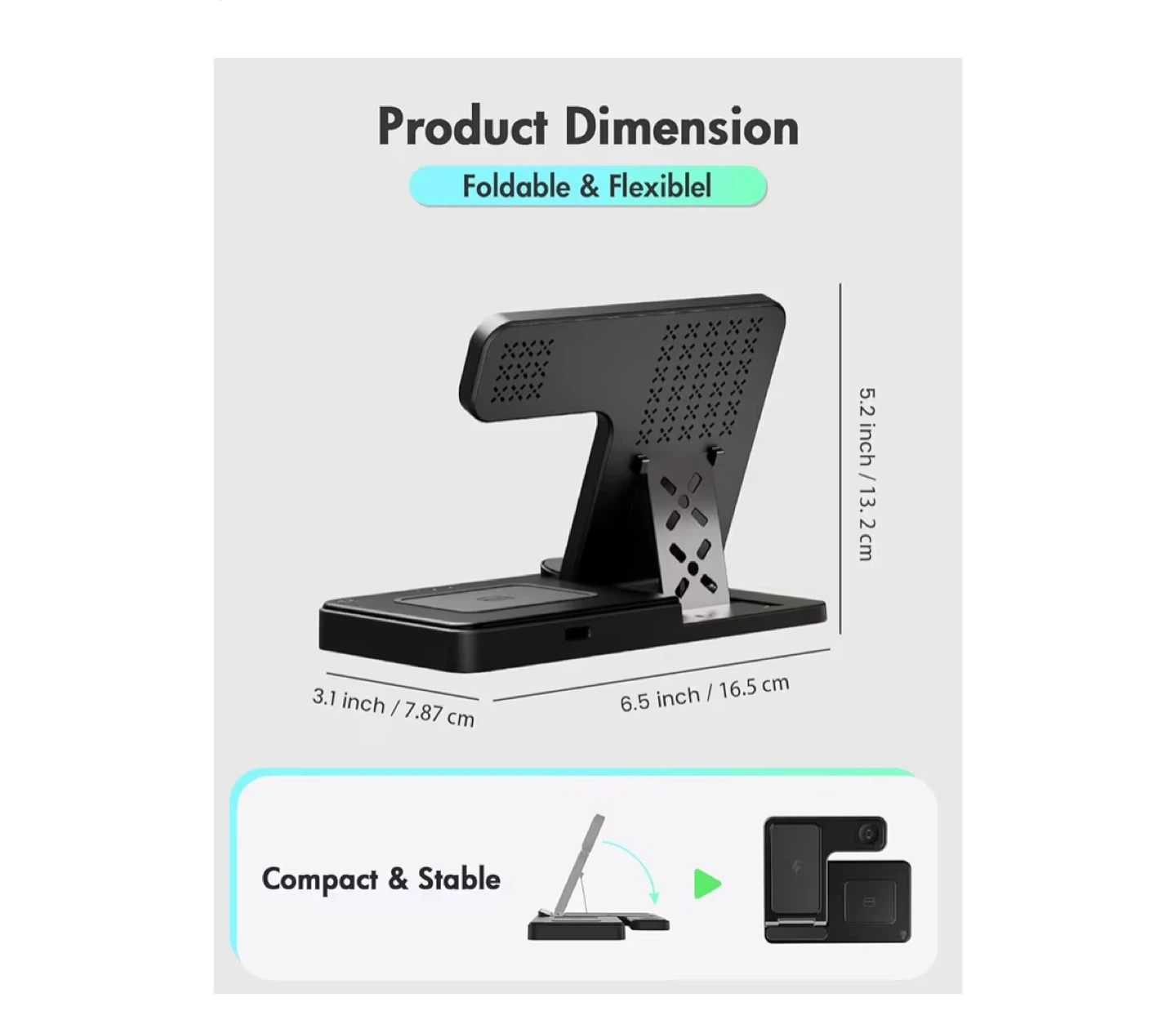 🥕 3 in 1 Wireless Charging Station - Foldable Flexible - photo 3