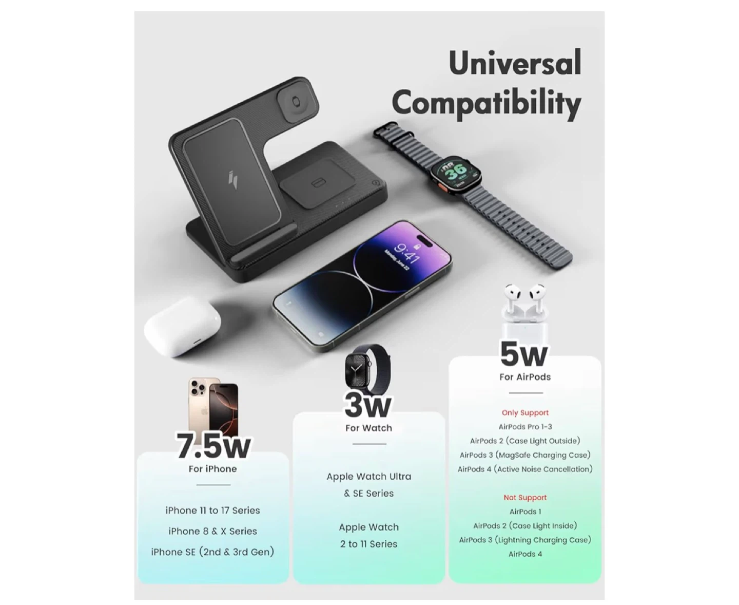 🥕 3 in 1 Wireless Charging Station - Foldable Flexible - photo 4