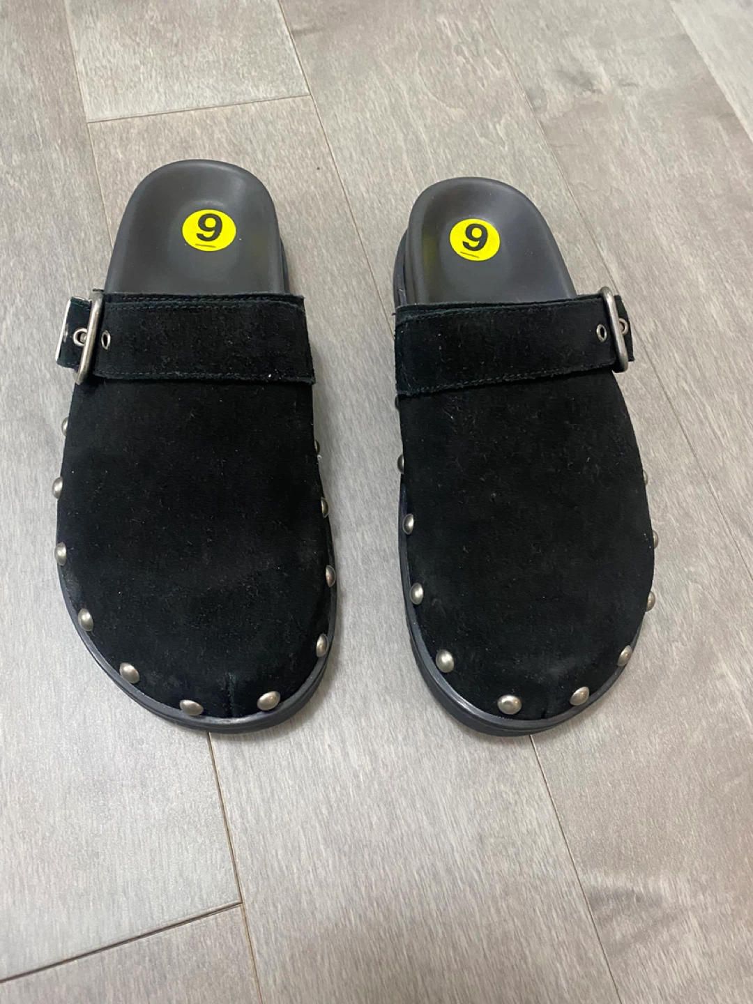 Black Suede Clog Slides - Size 9