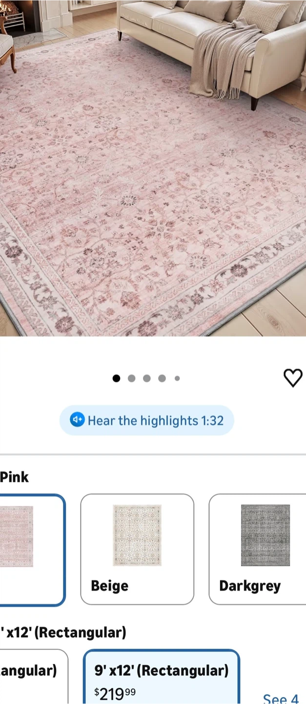 MontVoo Vintage Area Rug 9x12 Pink - photo 5