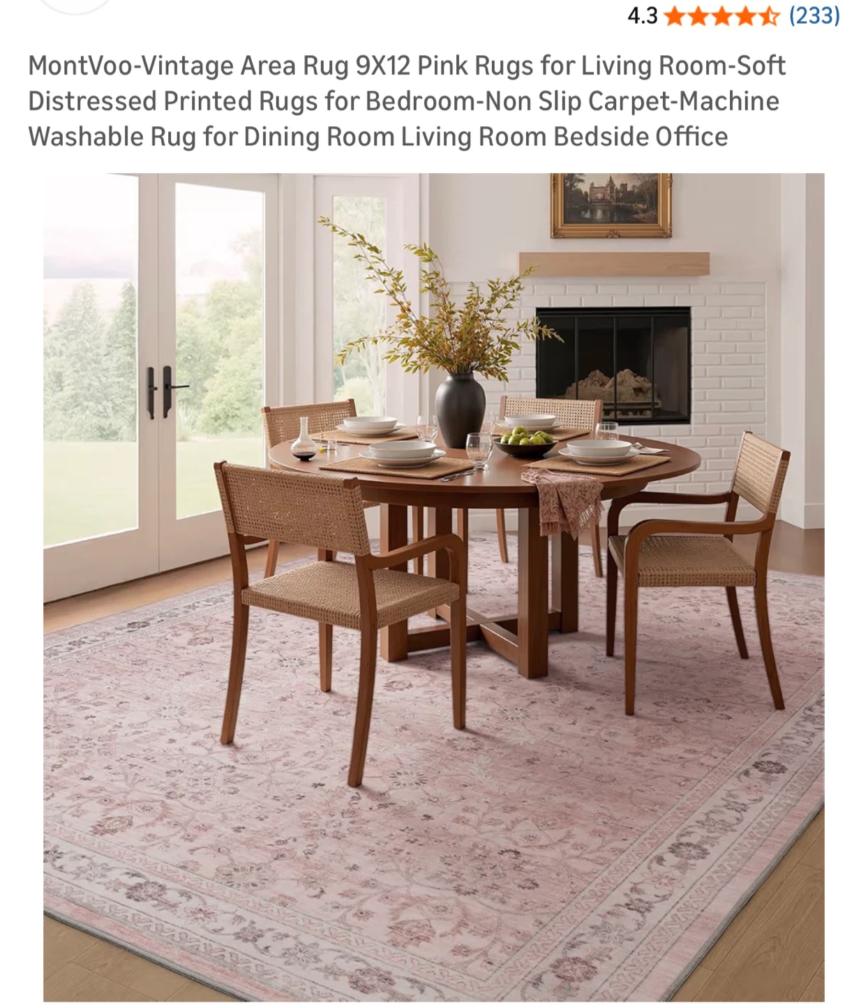 MontVoo Vintage Area Rug 9x12 Pink - photo 4