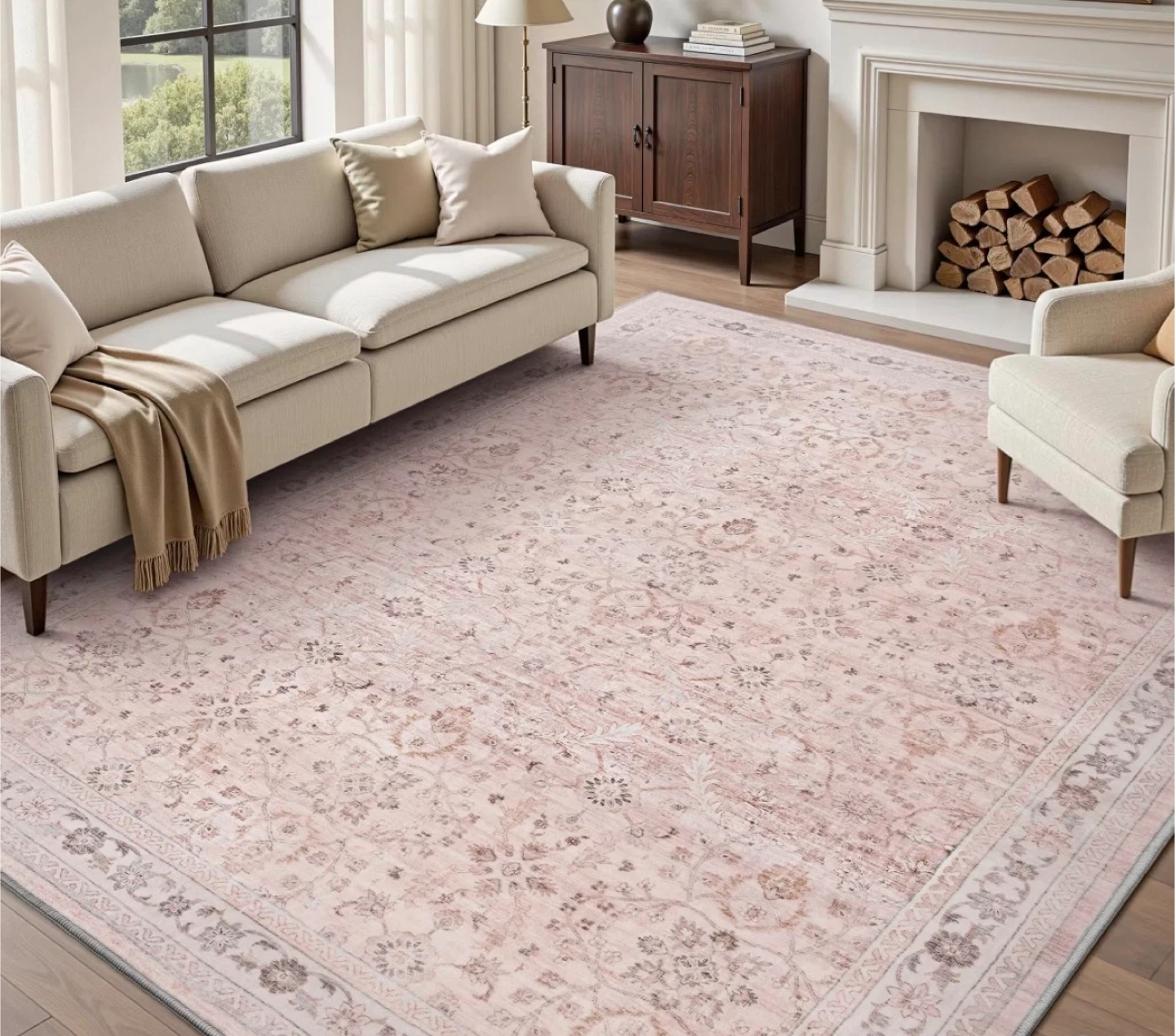 MontVoo Vintage Area Rug 9x12 Pink