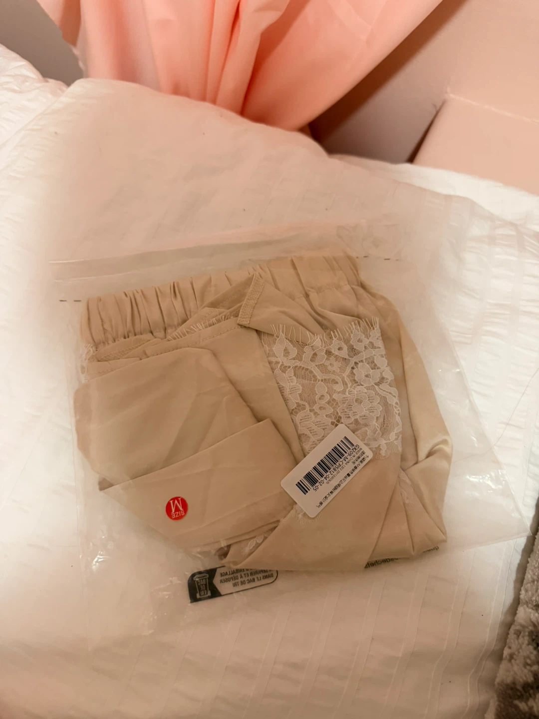Lace Trimmed Silk  Shorts - Size M - photo 4