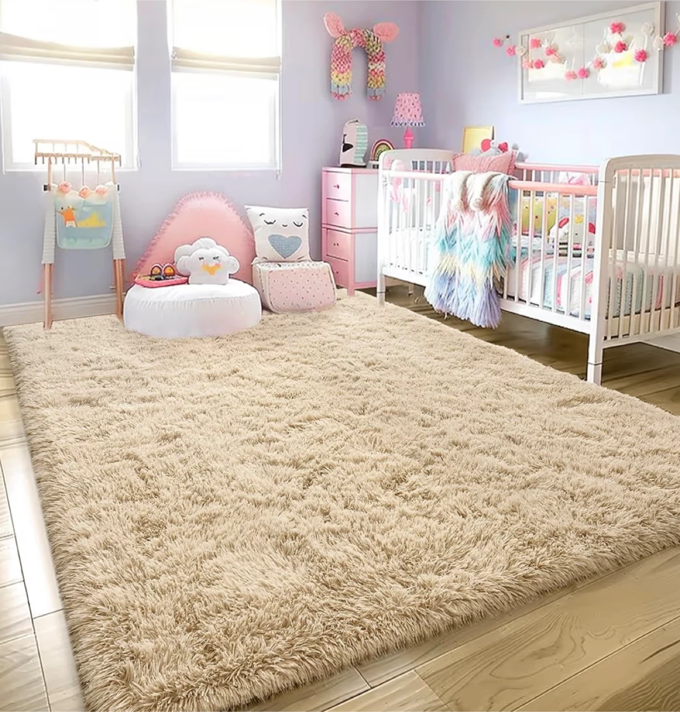 Beige Fluffy Shag Rug - 1.7 Inch High Plush - photo 4