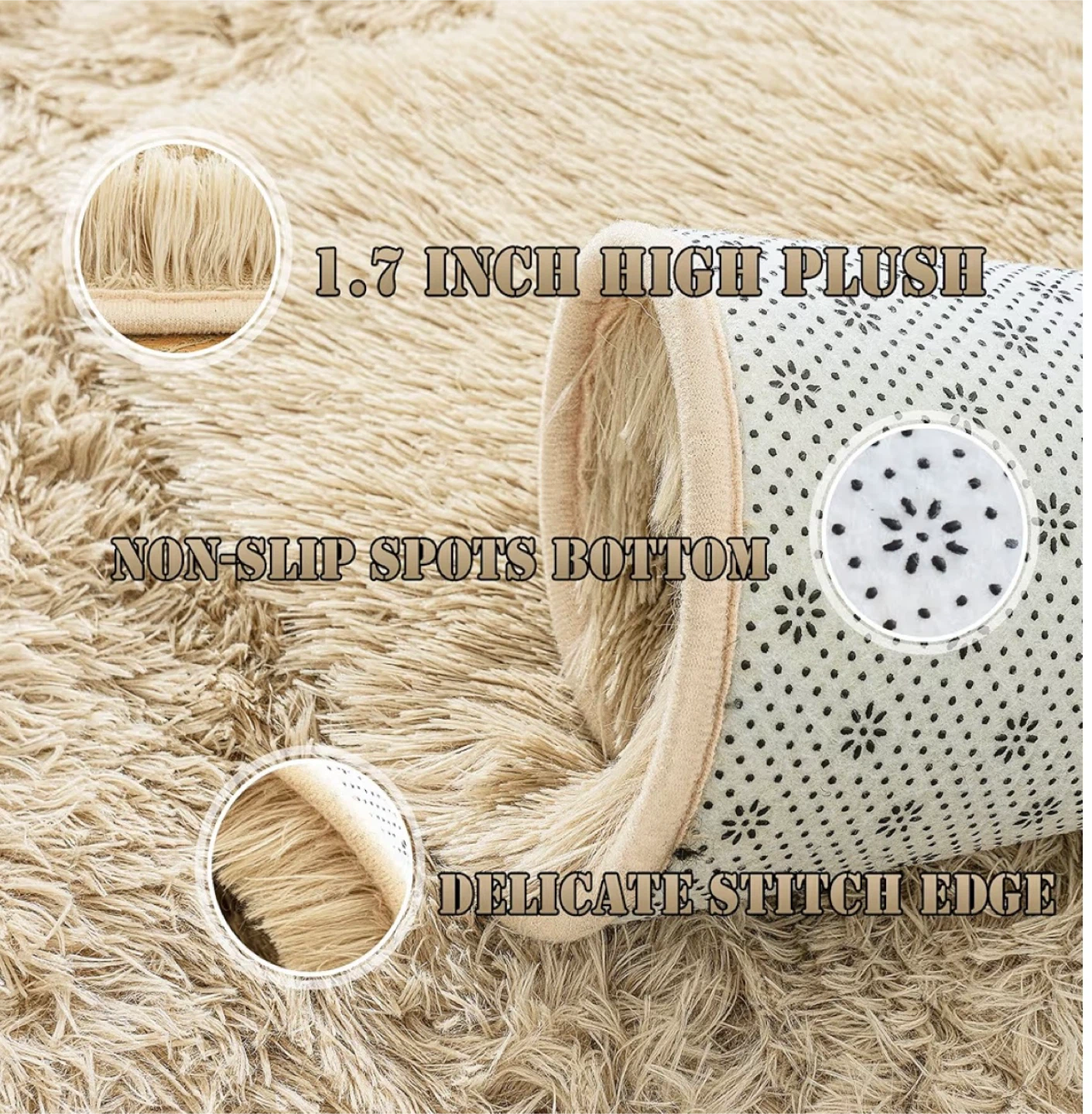Beige Fluffy Shag Rug - 1.7 Inch High Plush - photo 2