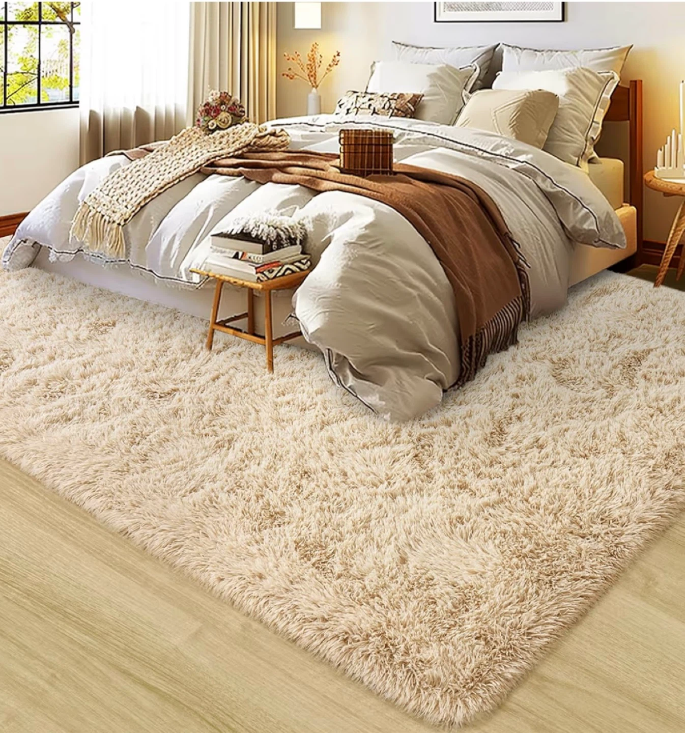 Beige Fluffy Shag Rug - 1.7 Inch High Plush - photo 5