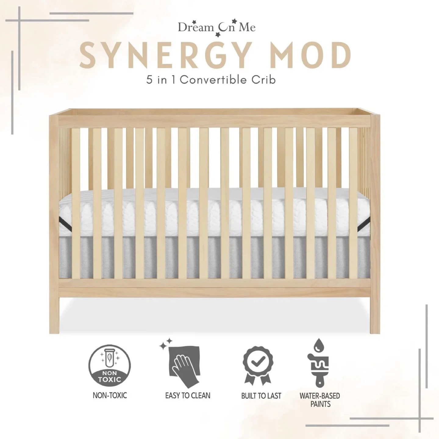 Dream On Me Synergy Mod 5-in-1 Convertible Crib - New in Box!