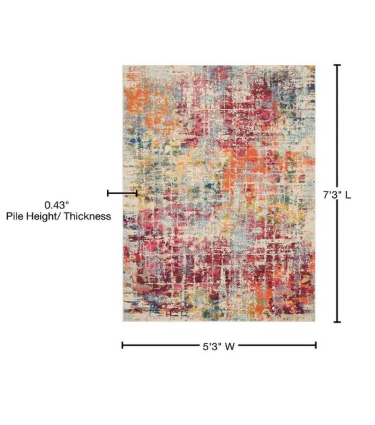 Colorful Low Pile Area Rug - 5'3" x 7'3" - photo 2