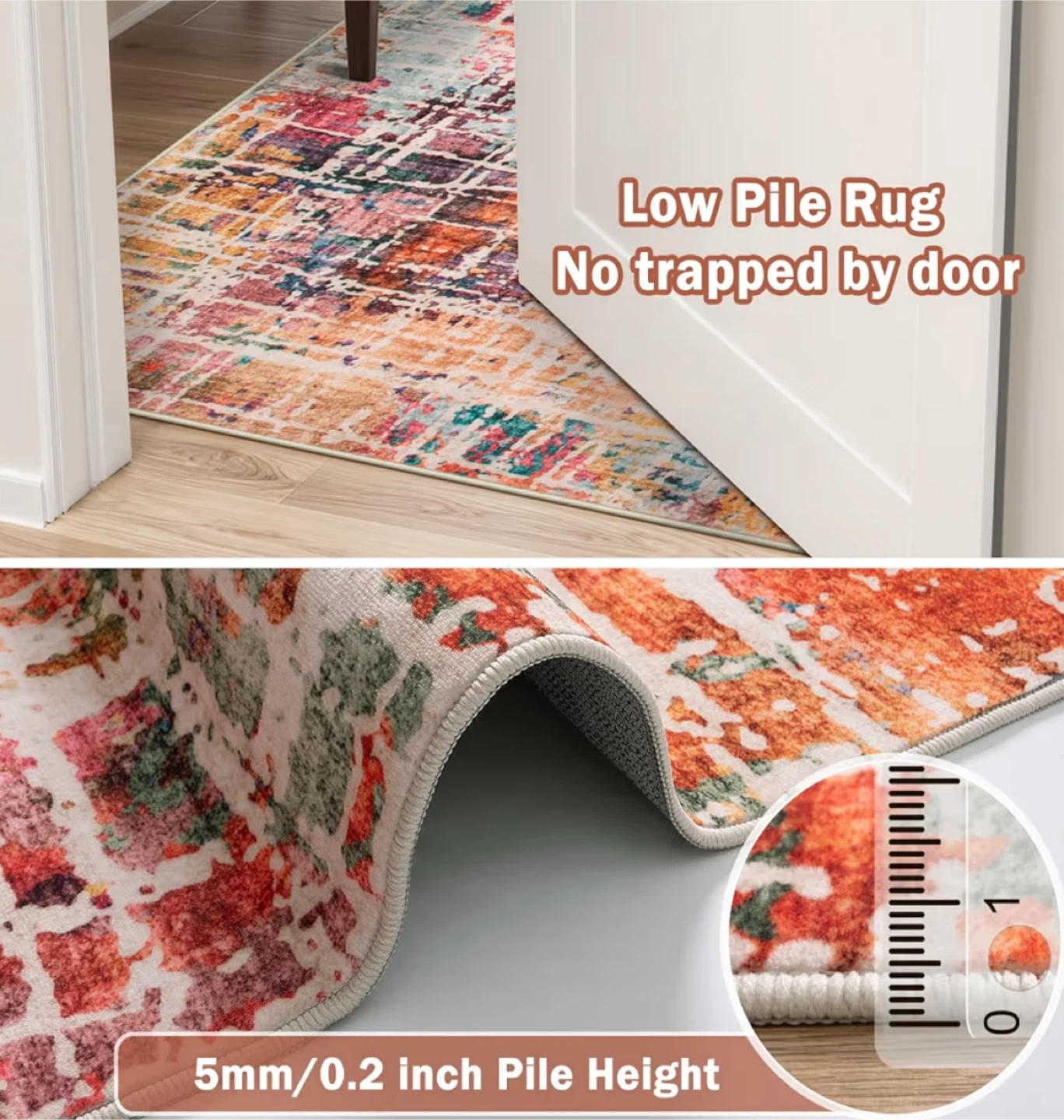 Colorful Low Pile Area Rug - 5'3" x 7'3" - photo 4