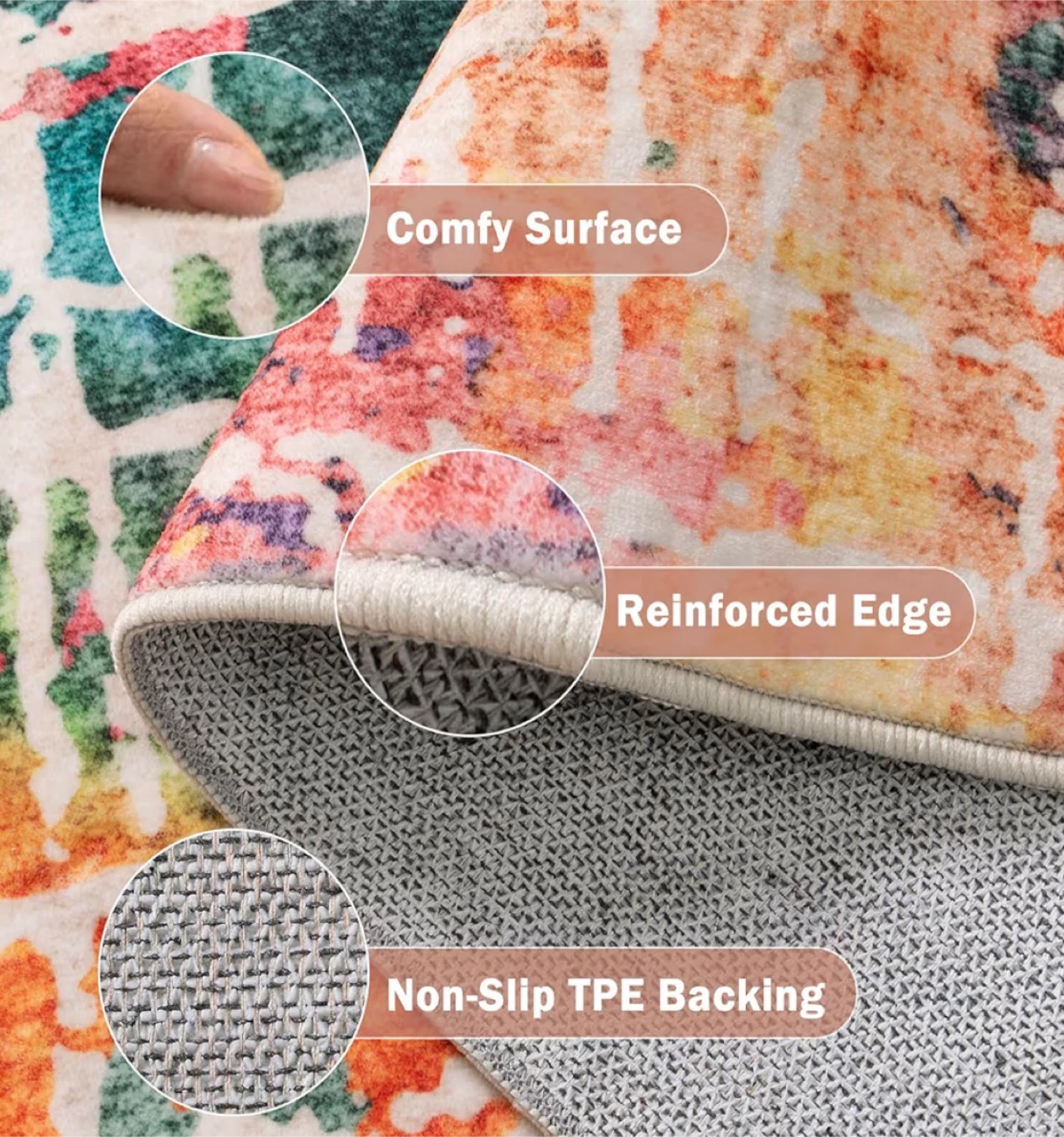 Colorful Low Pile Area Rug - 5'3" x 7'3" - photo 3