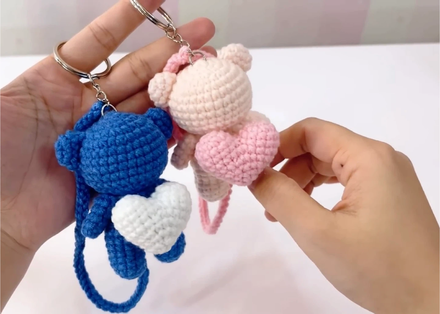 Crochet Bear Keychain - Handmade