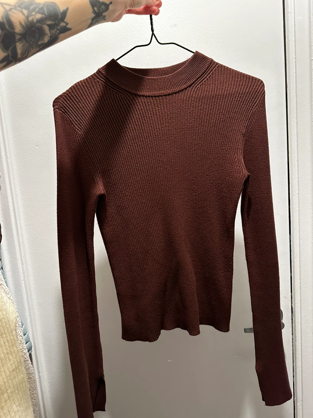 Brown Ribbed Long Sleeve