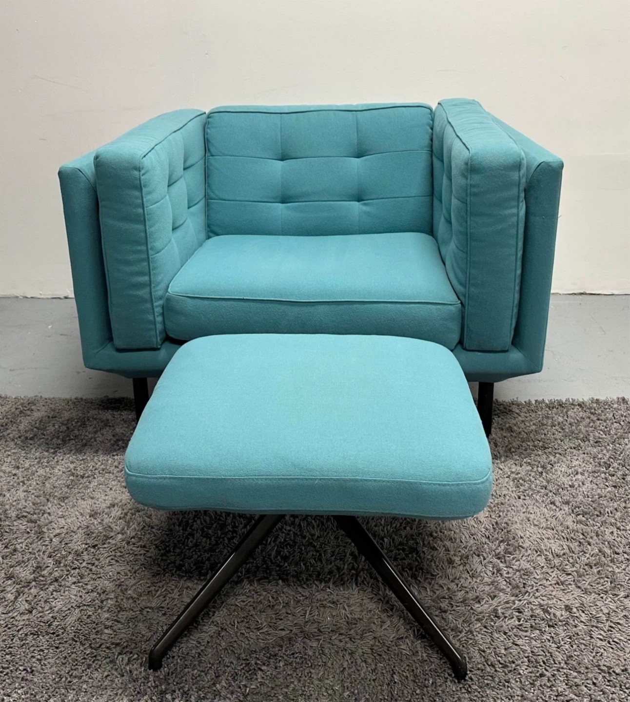 Turquoise Armchair & Ottoman Set