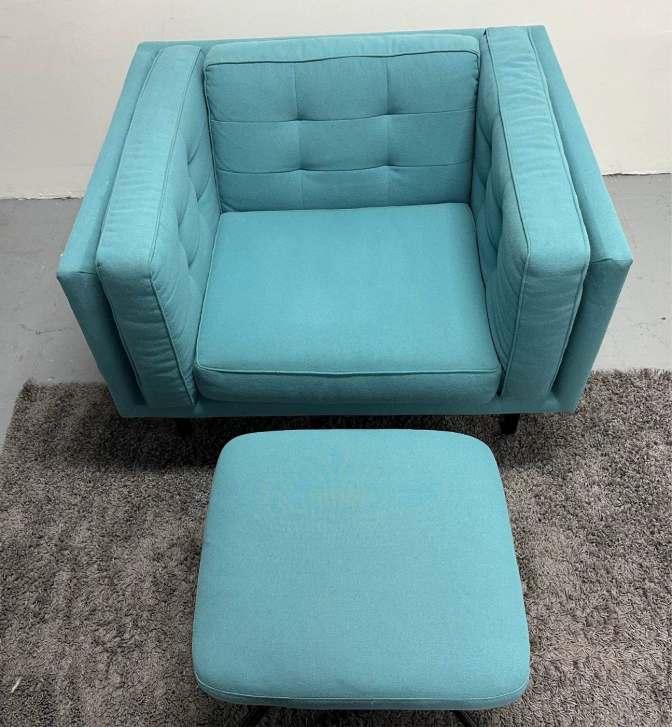 Turquoise Armchair & Ottoman Set - photo 2