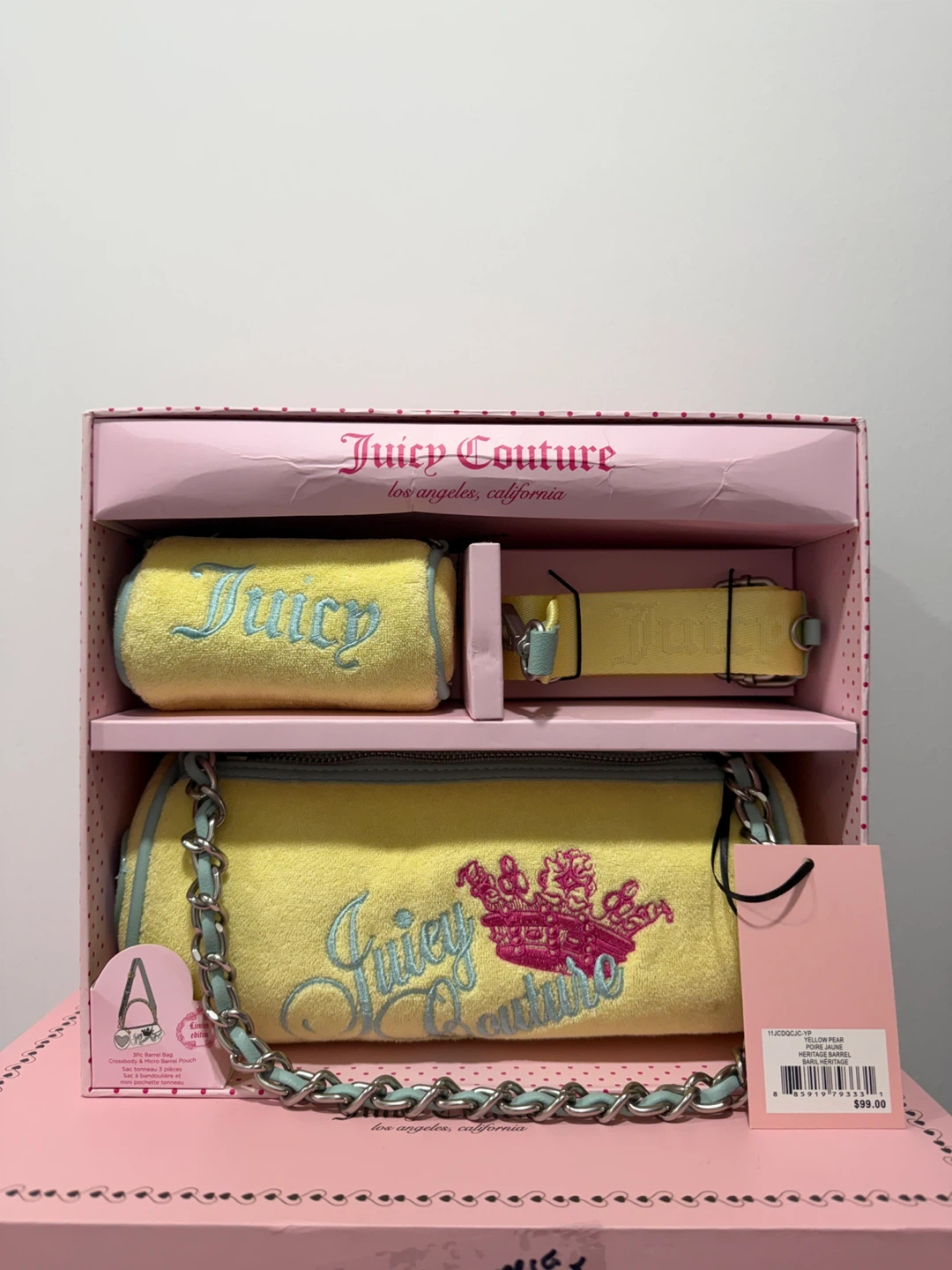 Juicy Couture Yellow Pear Barrel Bag Set (New)