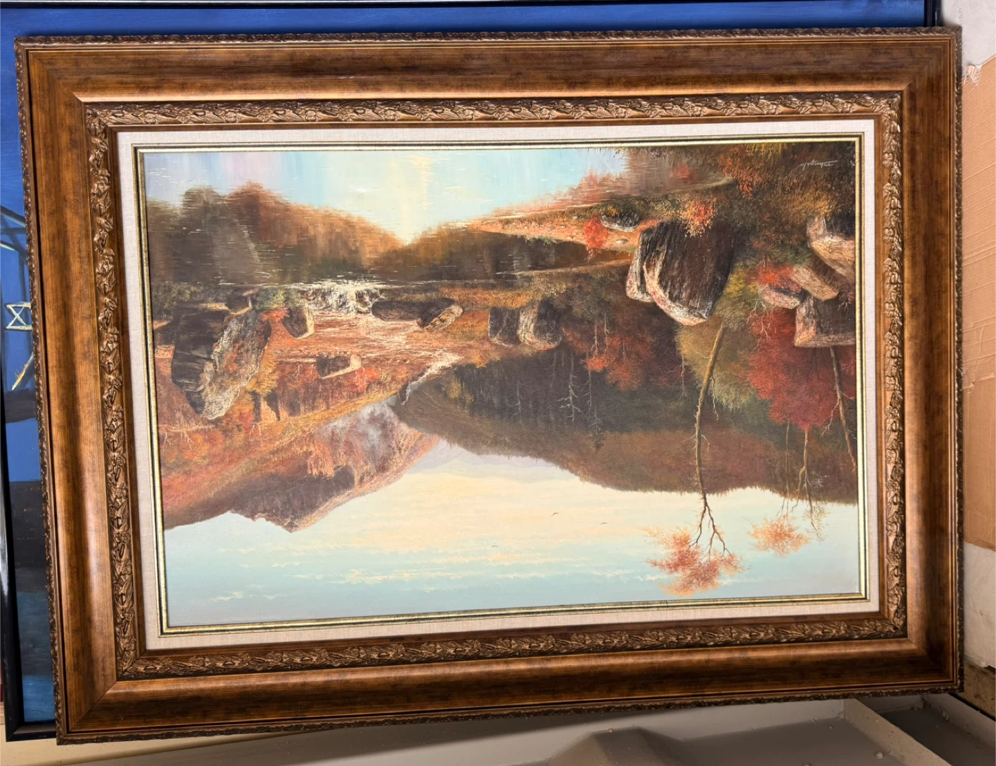 Framed landscape painting
