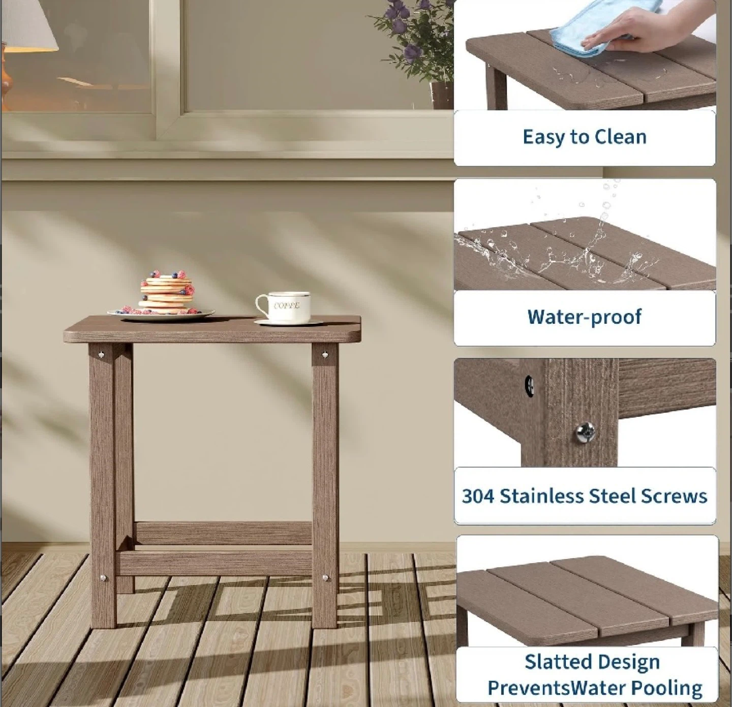 New in Box Square Outdoor Side Table Durable - photo 3