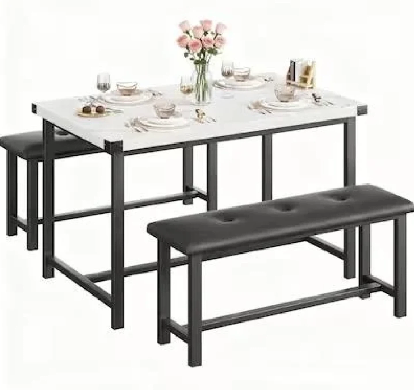 New in Box 3 Piece Kitchen Table Set with 2 bench