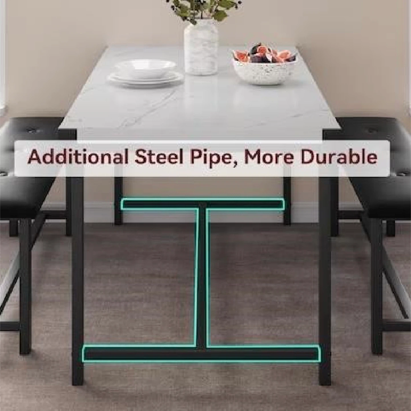 New in Box 3 Piece Kitchen Table Set with 2 bench - photo 3