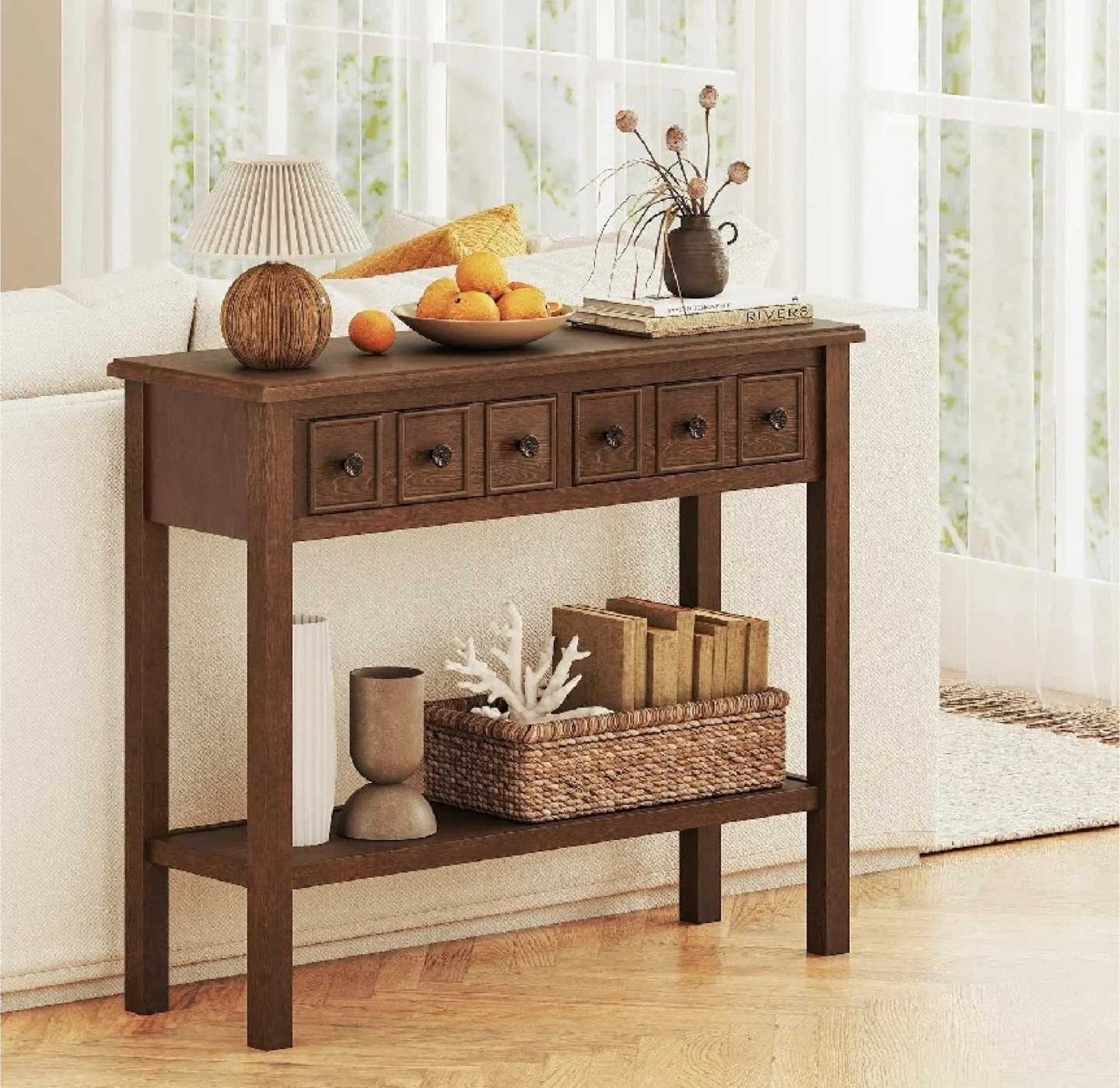 New in Box 38-inch rustic console table, Espresso - photo 3