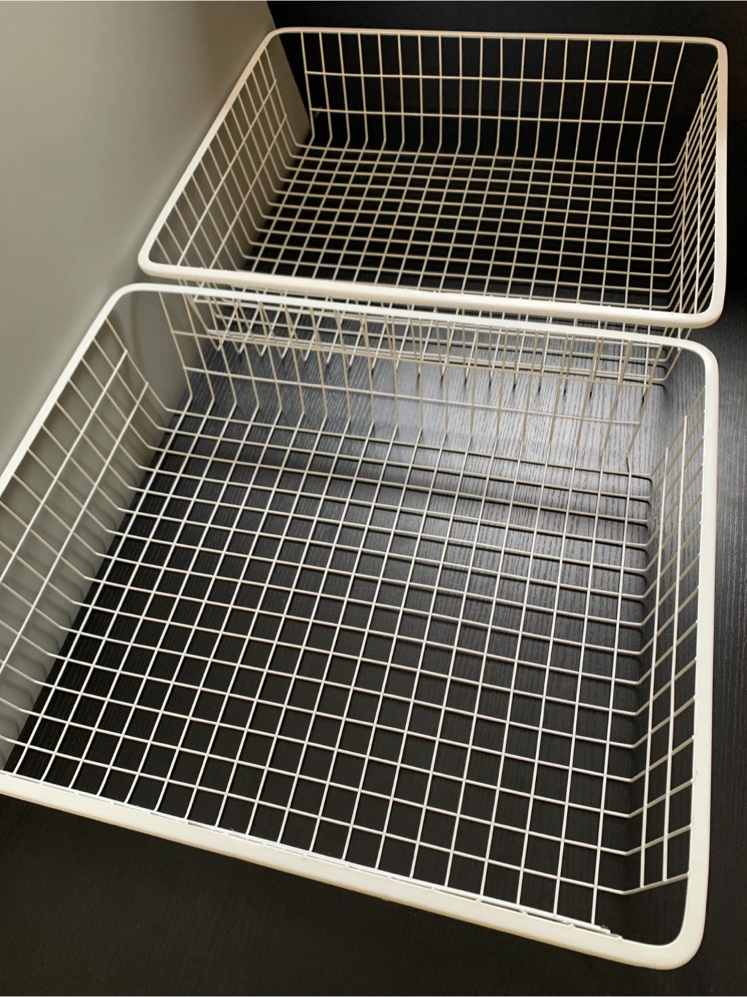 White Wire Storage Baskets- Set of 2